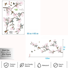 Wholesale Pink Magnolia Flower Tree Branch Wall Sticker Decal