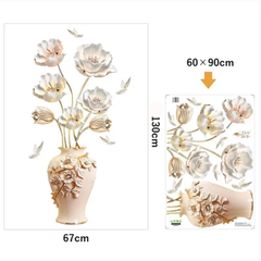 Elegant Floral Vase Wall Sticker with Floating Butterflies Home Decor