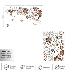 Brown Floral Vine and Butterflies Wall Sticker Decal