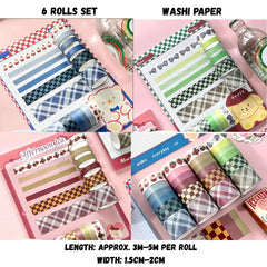 Afternoon Tea Cherry Plaid Theme Decorative Washi Tape Set