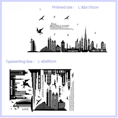 Dubai Buildings Wall Sticker Black Architectural Wall Paper PVC Removeable Wall Art Decor