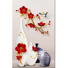 Wall Stickers Floral Vase Peel and Stick Home Wall Decor