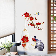 Wall Stickers Floral Vase Peel and Stick Home Wall Decor