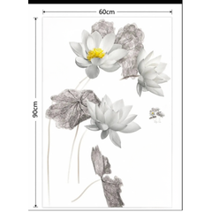 Elegant Ink Lotus Flower Water Lily Waterproof Wall Sticker Decal