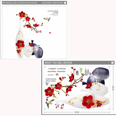 Wall Stickers Floral Vase Peel and Stick Home Wall Decor