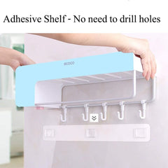 Multifunctional Wall Mounted Storage Shelf With Phone Holder And Hooks