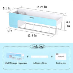 Multifunctional Wall Mounted Storage Shelf With Phone Holder And Hooks