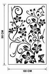 Elegant Black Floral Vine and Butterfly Wall Sticker Decor