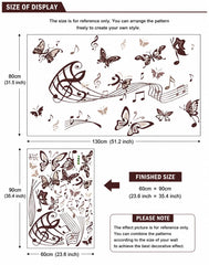 Brown Butterflies and Musical Notes Wall Sticker Decal Set