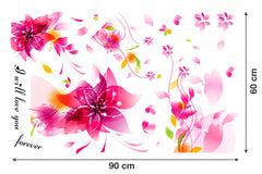 Pink Floral & Butterfly Wall Sticker – Romantic Wall Decor