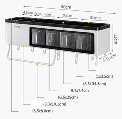 ECOCO Kitchen Shelf Storage Rack/Nail-Free Multi-function Wall-Mounted Kitchen Shelf Knife Kitchenware Storage Box Utensils Storage Box
