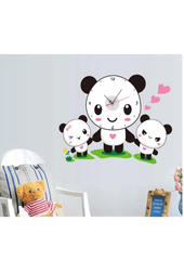 Cute Family Panda Bear Wall Clock Decal For Kids