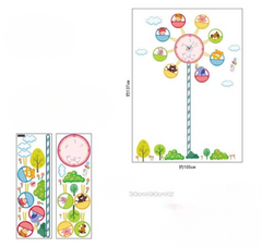 Colorful Cartoon Animal Ferris Wheel Wall Clock Vinyl Decal