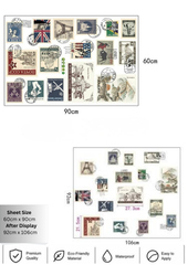 Vintage Postage Stamp Wall Sticker Set