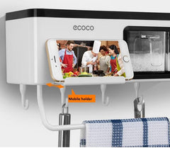 ECOCO Kitchen Shelf Storage Rack/Nail-Free Multi-function Wall-Mounted Kitchen Shelf Knife Kitchenware Storage Box Utensils Storage Box