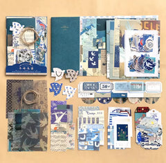 Blue Aesthetic Scrapbooking Kit – Stickers, Papers & Tags Set