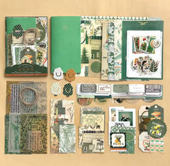 Green Aesthetic Scrapbooking Kit – Stickers, Papers & Tags Set