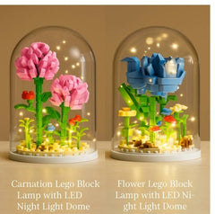 Botanical Flower Building Block Lamp with LED Night Light Dome