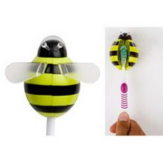 Cute Little Bee Cartoon Wall Mounted Plastic Toothbrush Holder Storage