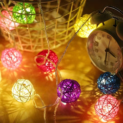 Decorative Rattan Ball String Lights for Warm Home Ambience