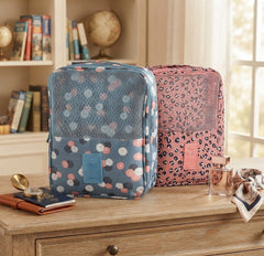 Pink Leopard Print Portable Travel Packing Cube Luggage Organizer Bag
