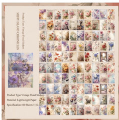 Misty Island Chronicles Vintage Floral Stickers Lightweight Paper Notepad