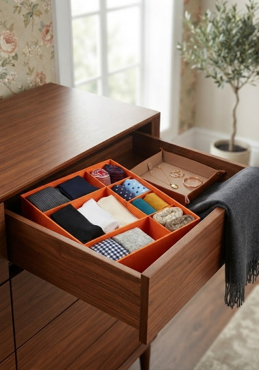Foldable Fabric Closet Organizer Box With Multi-Grid Storage Compartments