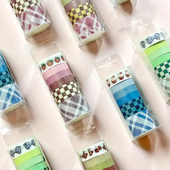 Afternoon Tea Cherry Plaid Theme Decorative Washi Tape Set