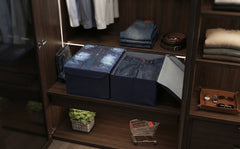 Denim Jean Print Foldable Storage Box With Lid Organizer