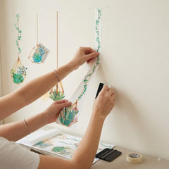 3D Hanging Geometric Terrarium Plants & Lights Wall Sticker Decal