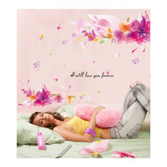 Pink Floral & Butterfly Wall Sticker – Romantic Wall Decor