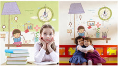 Creative Cute Girl Reading Book Theme Wall Sticker Clock