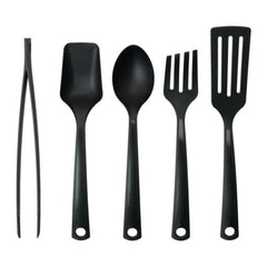 5-Piece Black Nylon Kitchen Cooking and Serving Utensil Set