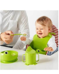 Cute Green Frog Kids Feeding Bowl Cup Spoon Tableware Set