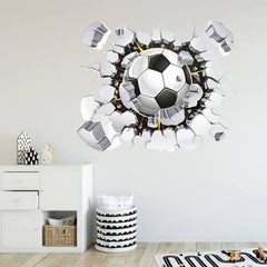 3D Breaking Wall Soccer Ball Decal Boys Room Decor