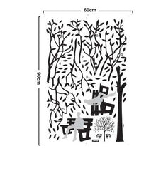 Large Black Tree with Benches Removable Wall Sticker Decal