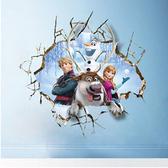 Frozen Broken Wall 3D Effect Sticker With Anna And Olaf