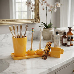 Anya Portable Toothbrush Holder Set with Tumbler and Toothpaste Dispenser