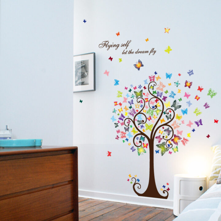 Butterfly Tree Flying Self Quote Wall Paper PVC Wall Decor.