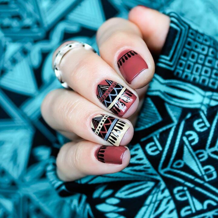  Unique Nail Stamping Plate Ethnic Design Nail Art