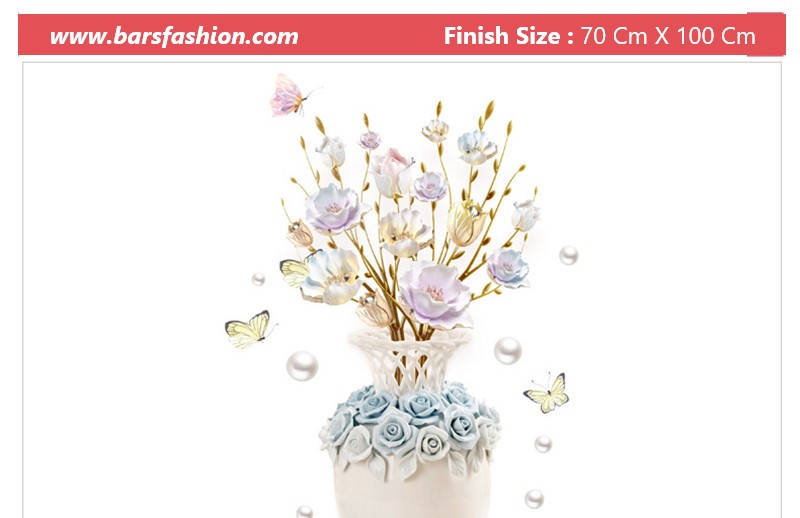 Wall stickers Pakistan Light Blue Flowers Vase Wall Decal.