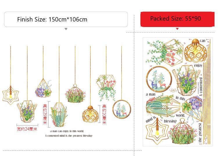 Wall Decals Hanging Baskets Of Plants Theme Wallpaper Sticker.