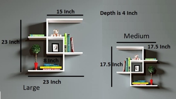 Dimensions Intersecting Floating Wall Shelf 