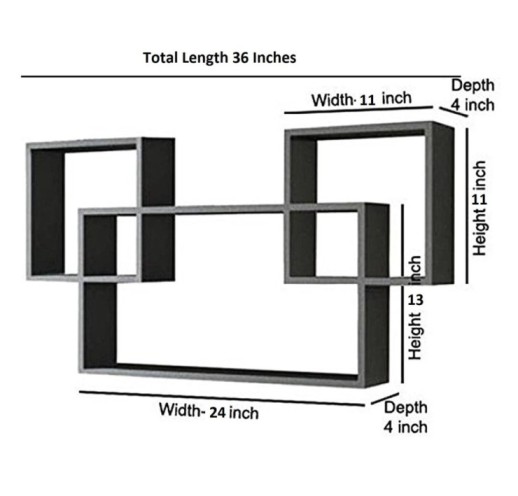 Dimensions for Interlocked Wall mounted floating shelf