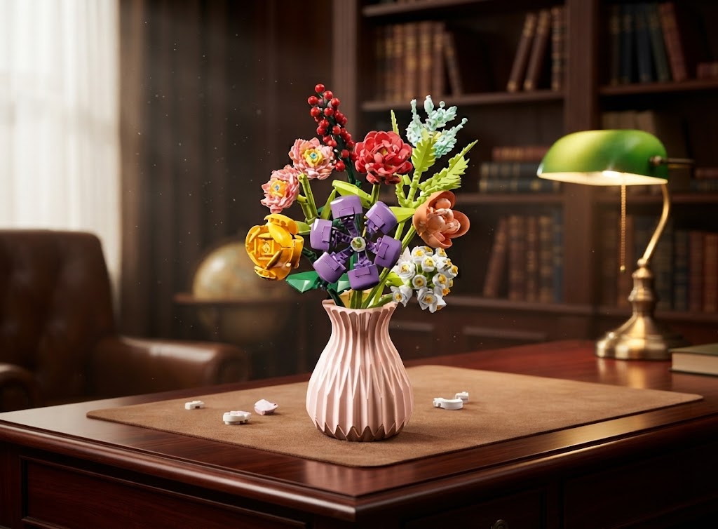Botanical Flower Building Blocks Set with Vase Exquisite Gift Packaging