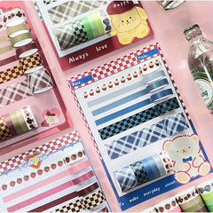 Afternoon Tea Cherry Plaid Theme Decorative Washi Tape Set