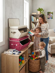 Foldable Fabric Storage Box With Lid And Front Opening Window
