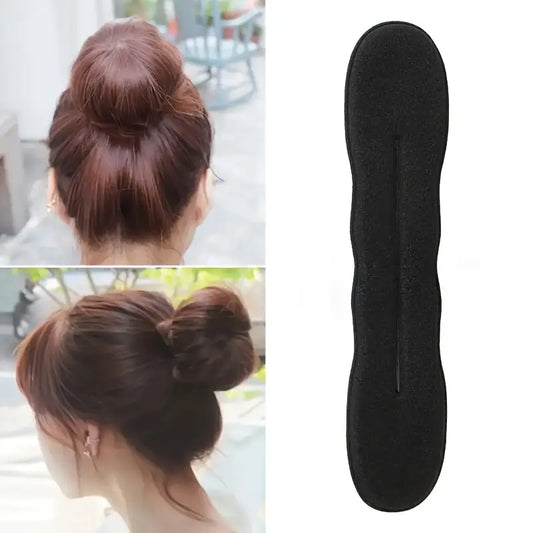 Black Sponge Hair Snap Clip Bun Maker Styling Tool