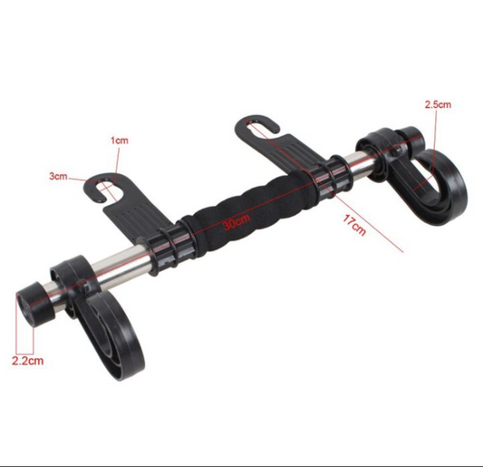Car Backseat Headrest Hanger Organizer With Multi-Purpose Coat Hooks Bar