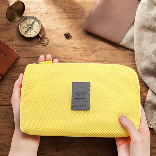 Yellow Waterproof Travel Organizer Pouch Bag For Electronics And Accessories